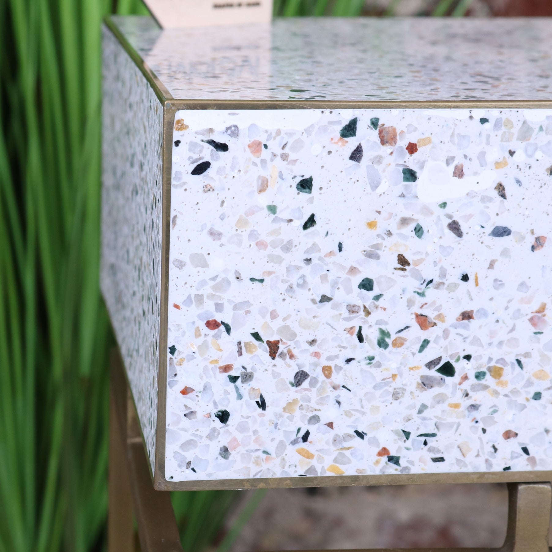 Lira Terrazzo Side Table - Closeup of Tabletop Edge