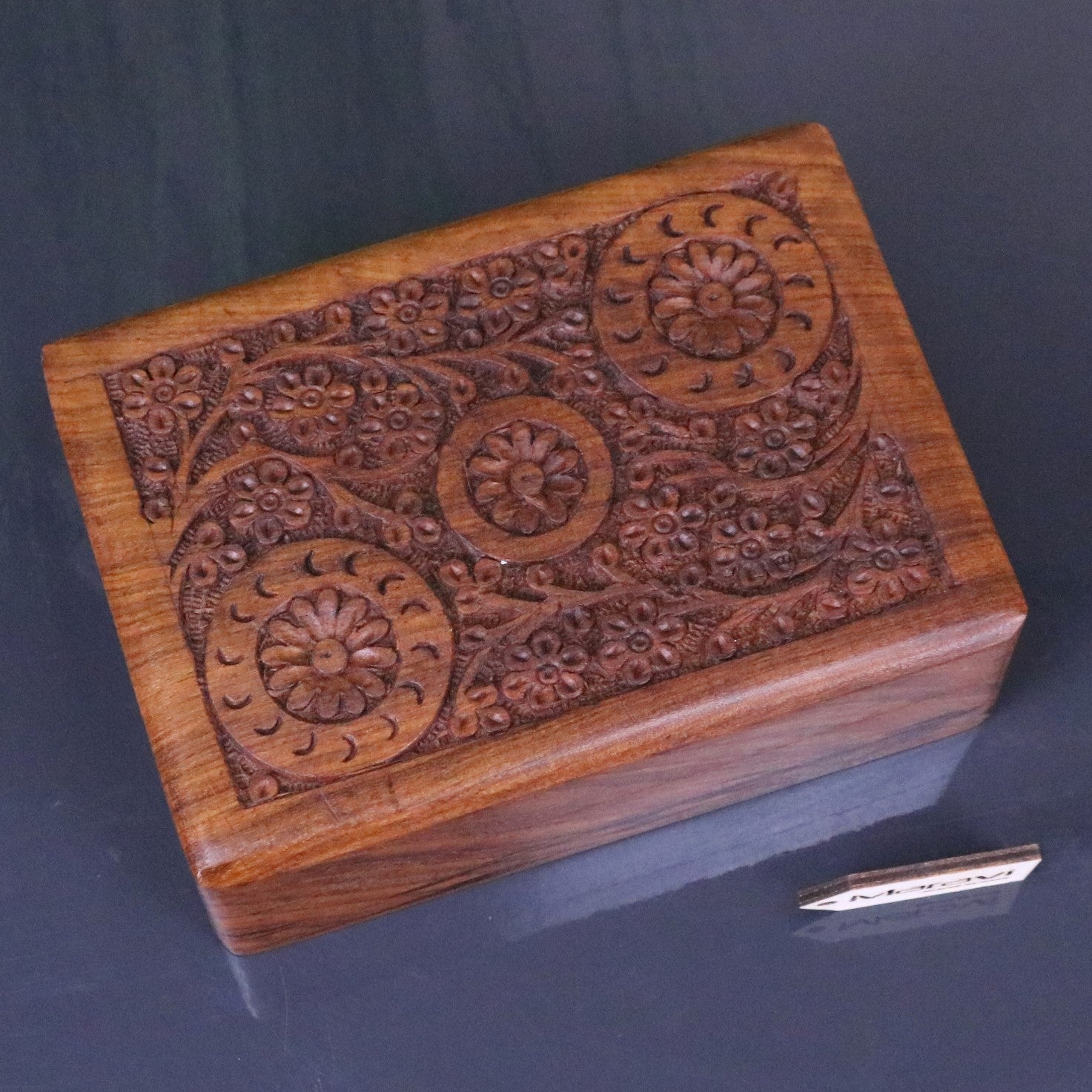 Malira Hand Carved Wooden Box Sheesham Wood - Top View