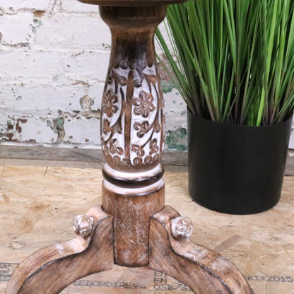 Malwa Round Wooden Pedestal Side Table