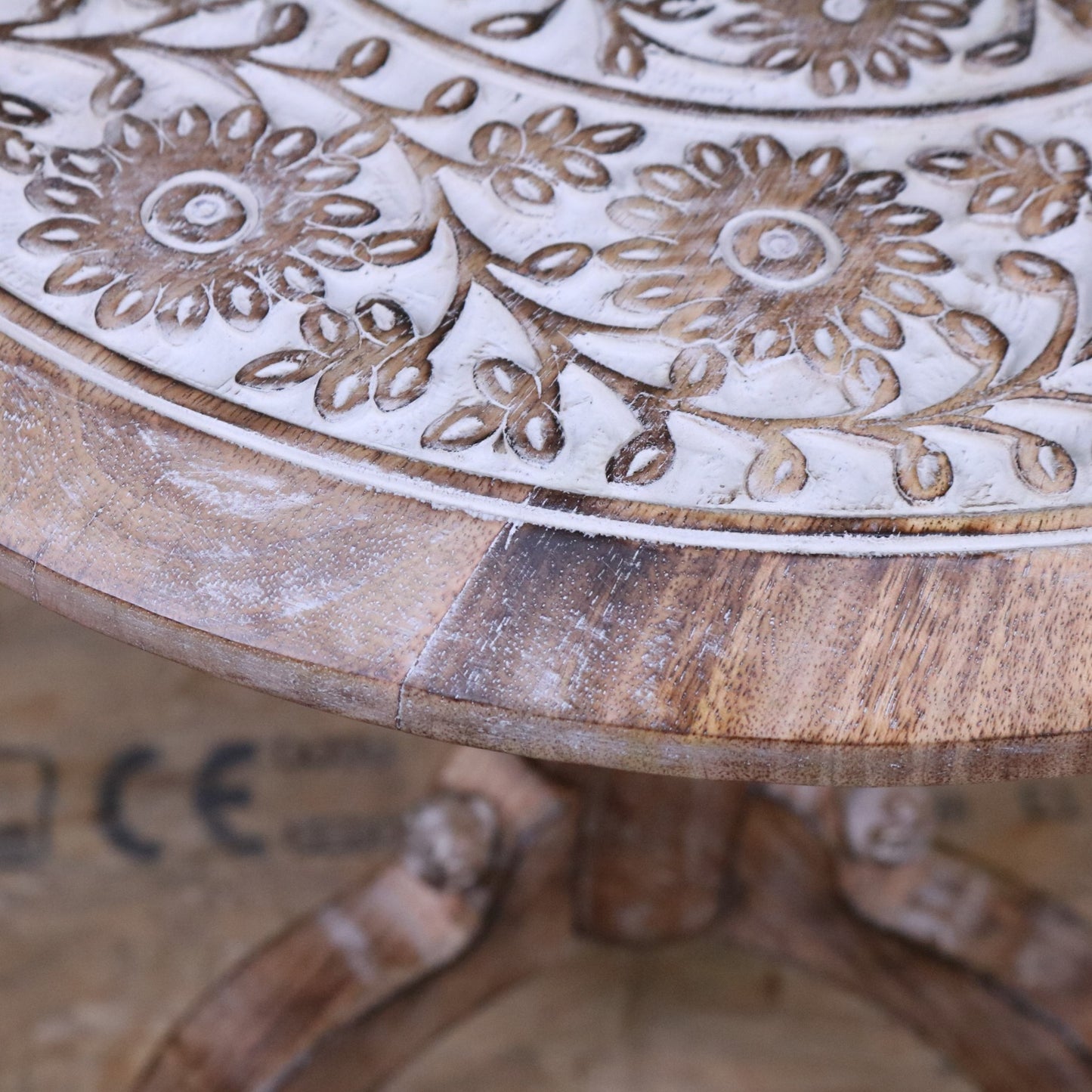 Malwa Round Wooden Pedestal Side Table