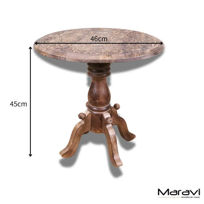Manka Round Wooden Pedestal Side Table Maravi