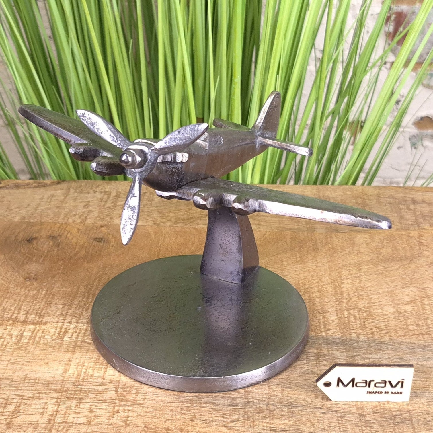 Meghna 20cm Spitfire Model Ornament Gunmetal Colour - Front View