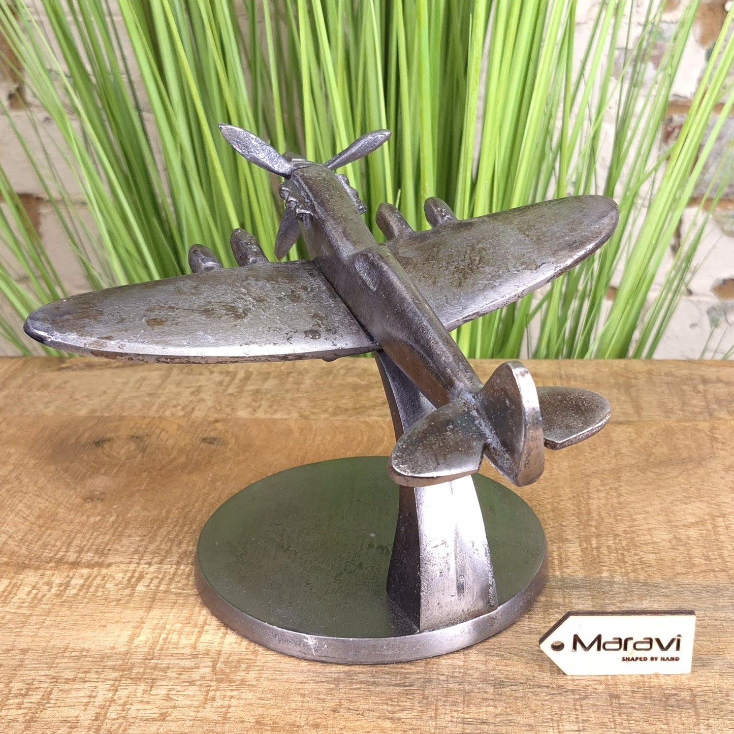 Meghna 20cm Spitfire Model Ornament Gunmetal Colour - Rear View