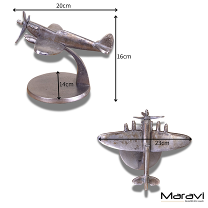 Meghna 20cm Spitfire Model Ornament Gunmetal Colour - Dimensions