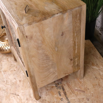 Mehira Mango Wood Bedside Cabinet - Side View