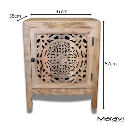 Mehira Mango Wood Bedside Cabinet -Dimensions