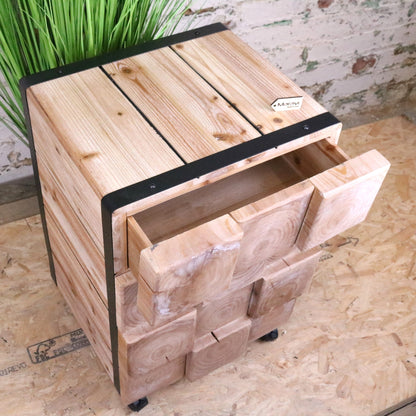 Merani Rustic Wooden Bedside Cabinet - Opened Drawer