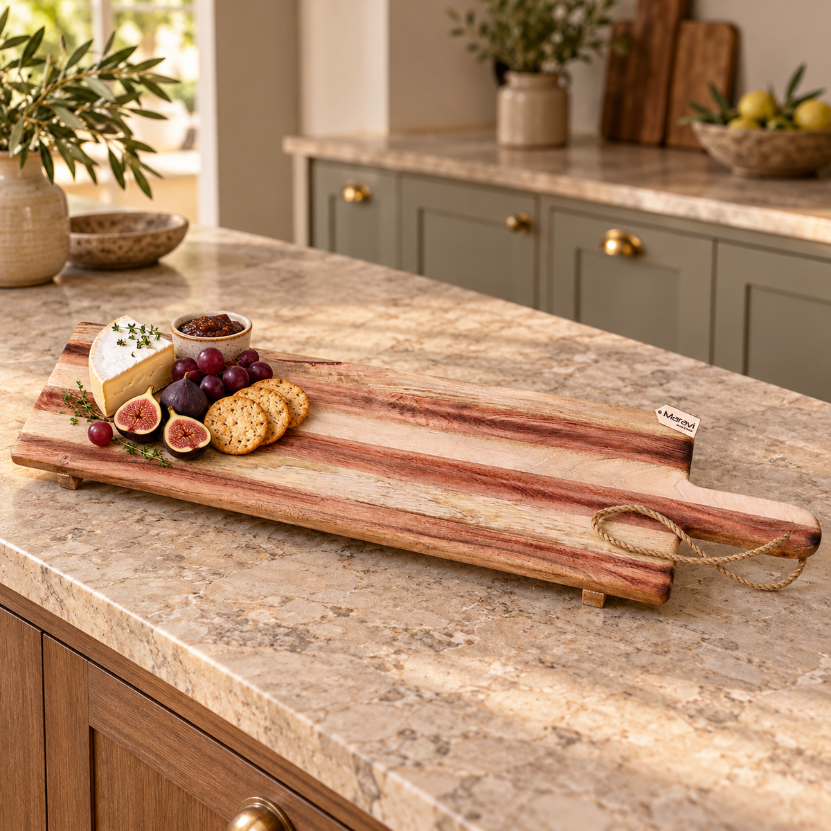 Mix Wood Wooden Large Serving Board 100cm - Lifestyle Image