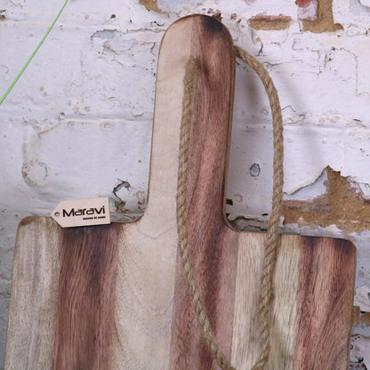 Mix Wood Wooden Large Serving Board 100cm - Closeup of Handle