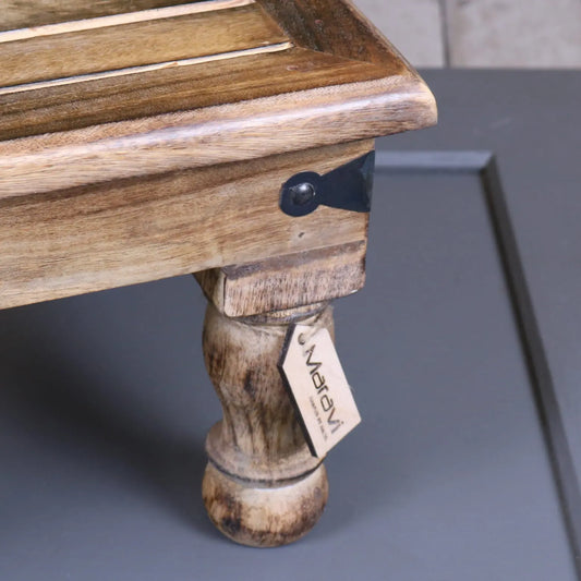 Mol Footstool Mango Wood - Closeup of Leg