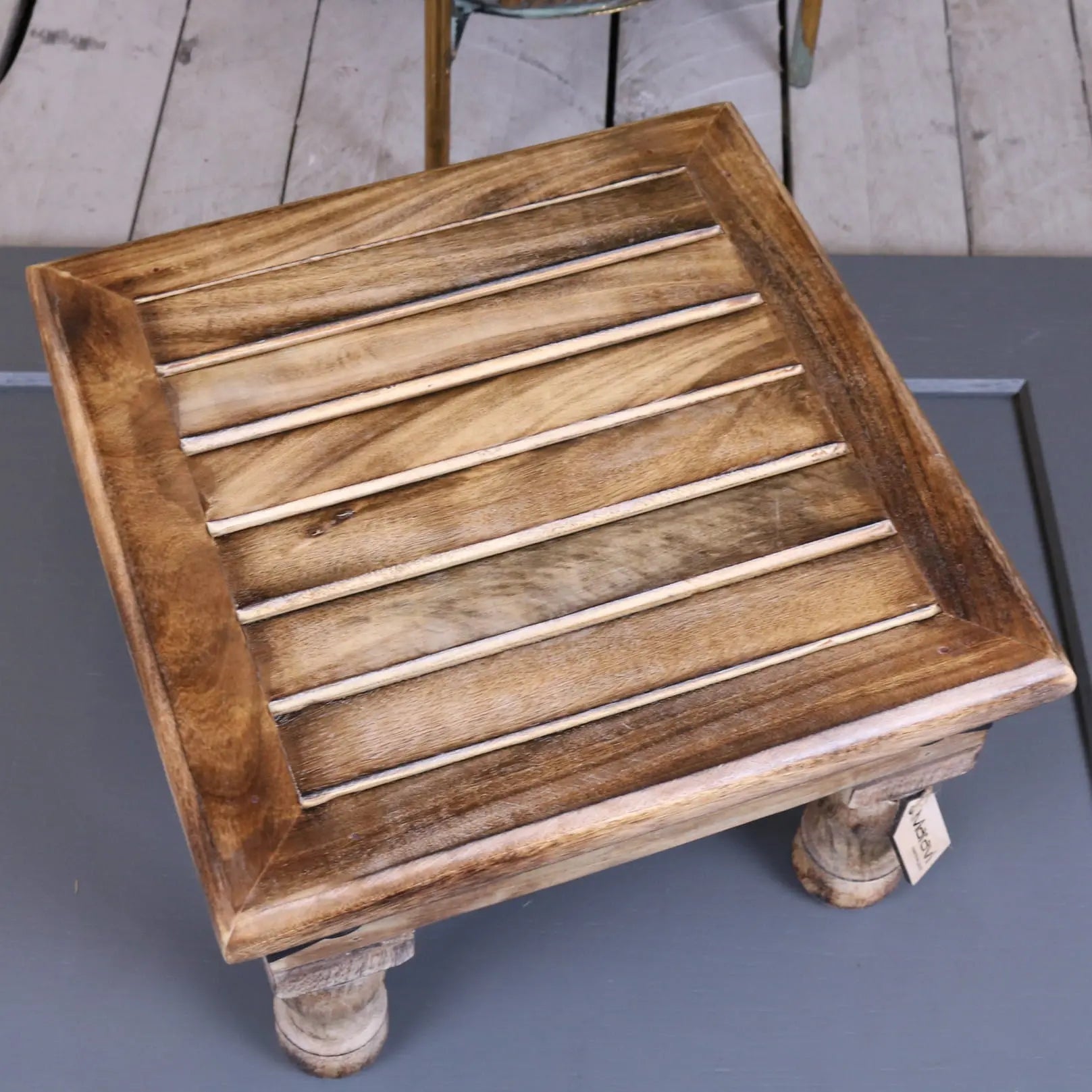 Mol Footstool Mango Wood - Angled Top View
