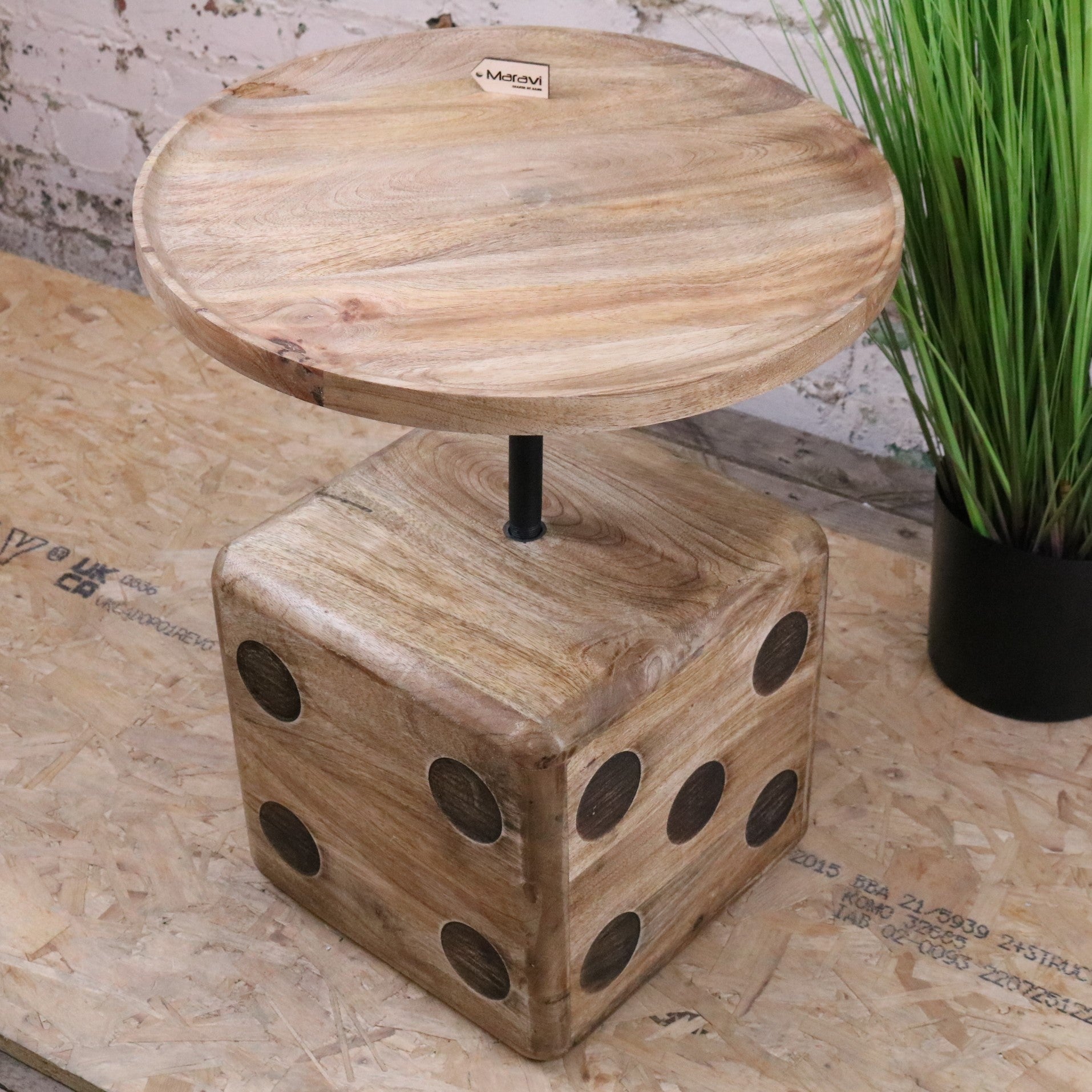 Monira Dice Side Table - Angled Top View