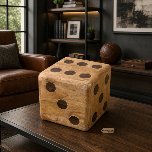 Monira Extra Large Dice Ornament 30cm Mango Wood - Lifestyle Image
