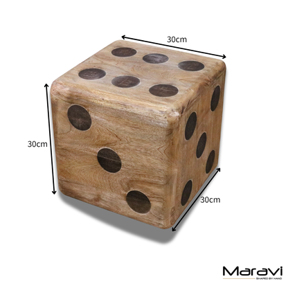 Monira Extra Large Dice Ornament 30cm Mango Wood - Dimensions