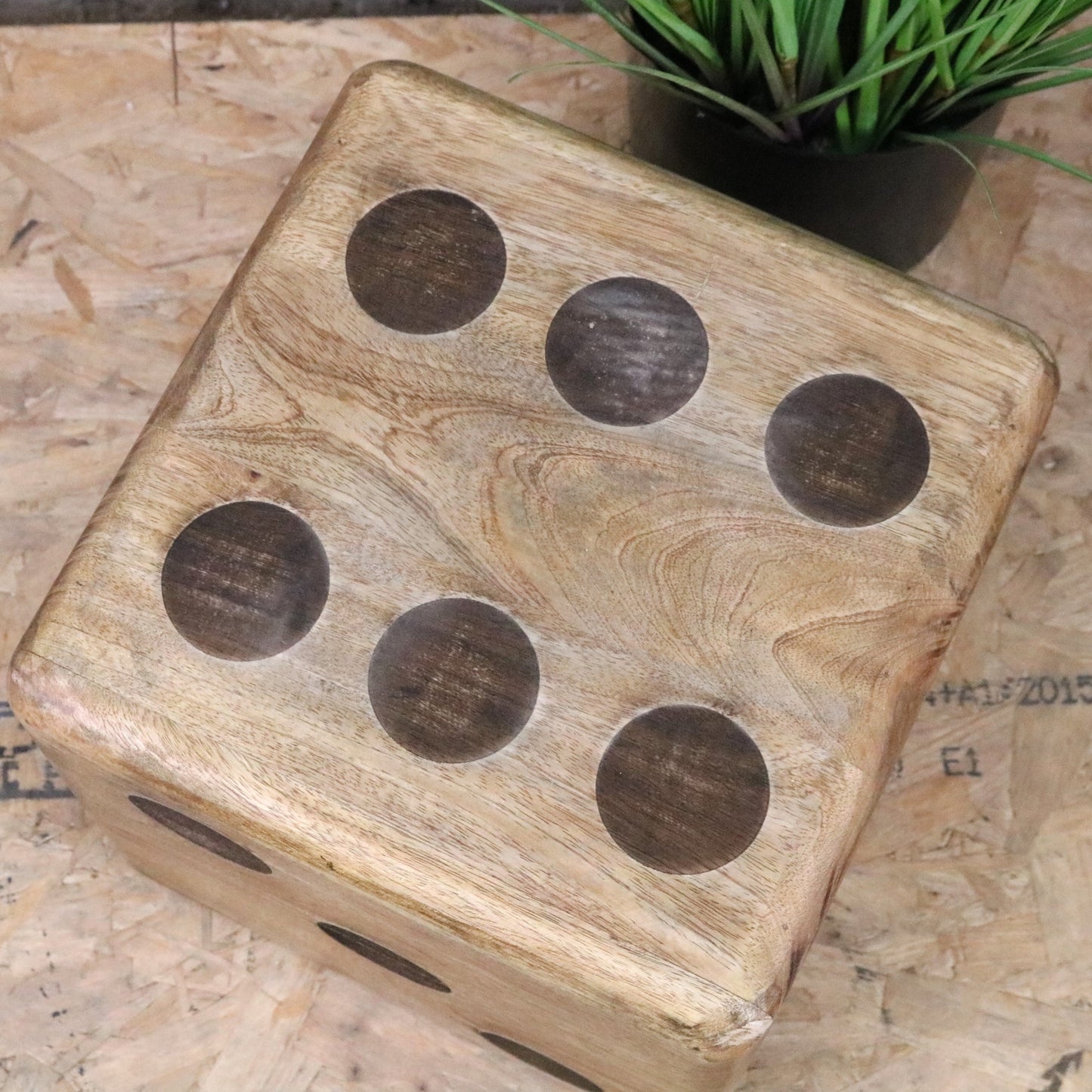 Monira Extra Large Dice Ornament 30cm Mango Wood - Top View