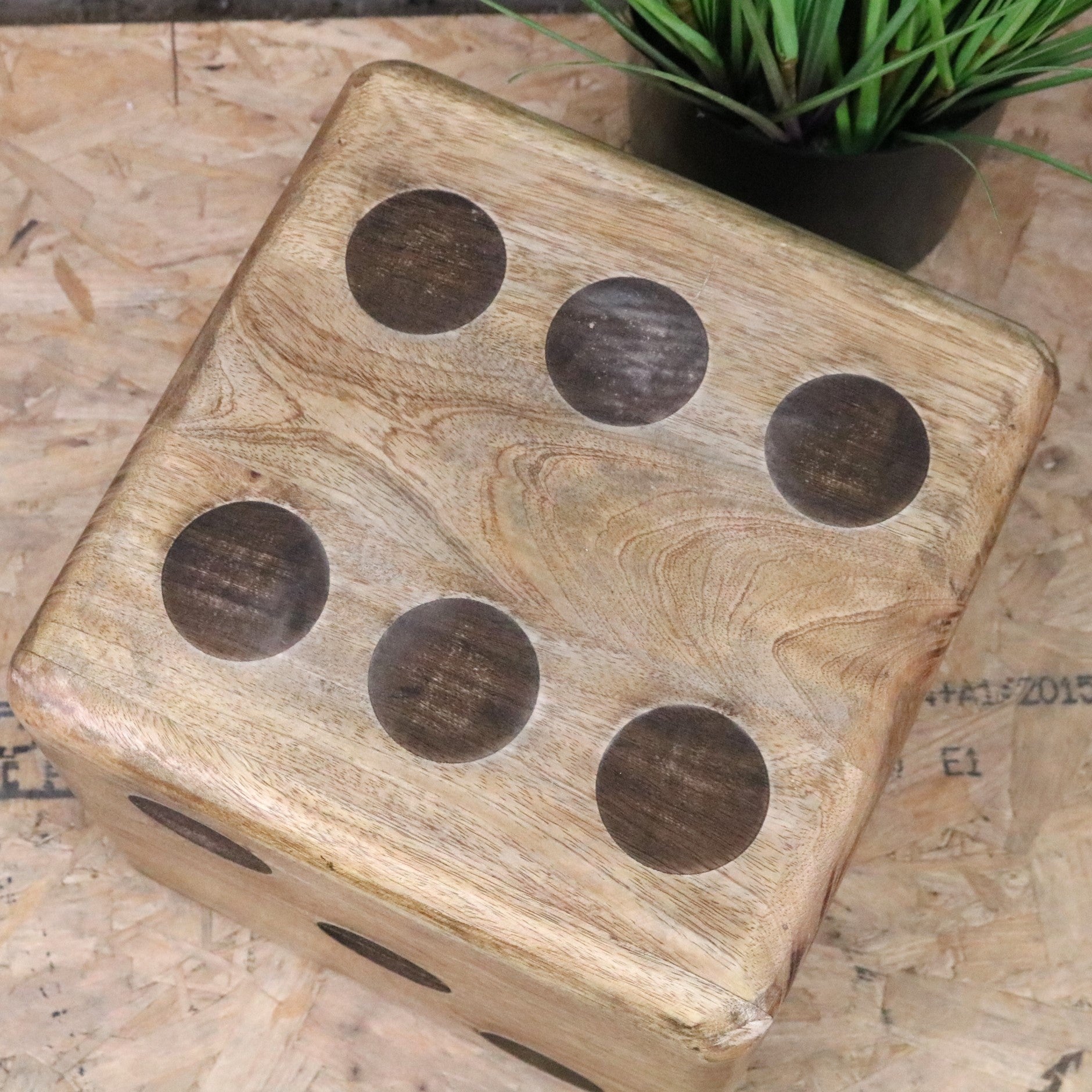 Monira Extra Large Dice Ornament 30cm Mango Wood - Top View