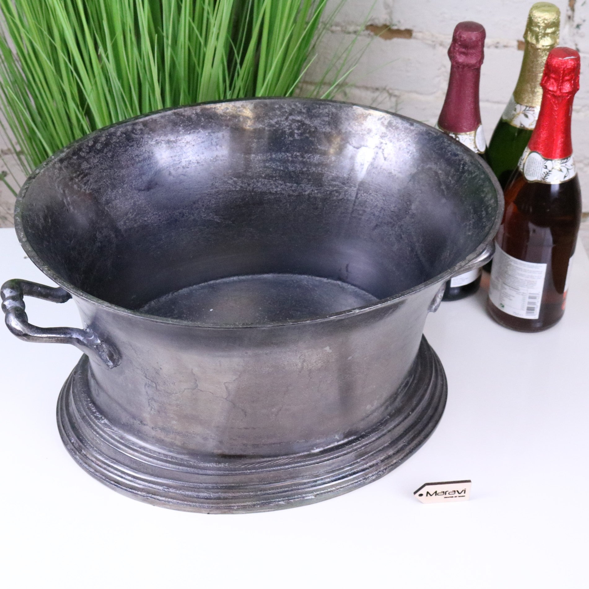 Moyar Champagne Bucket Large Ice Bath Gunmetal - Front View