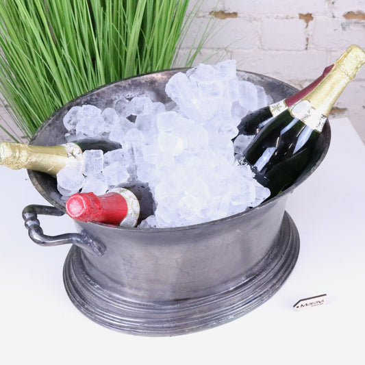 Moyar Champagne Bucket Large Ice Bath Gunmetal - Top View with Ice