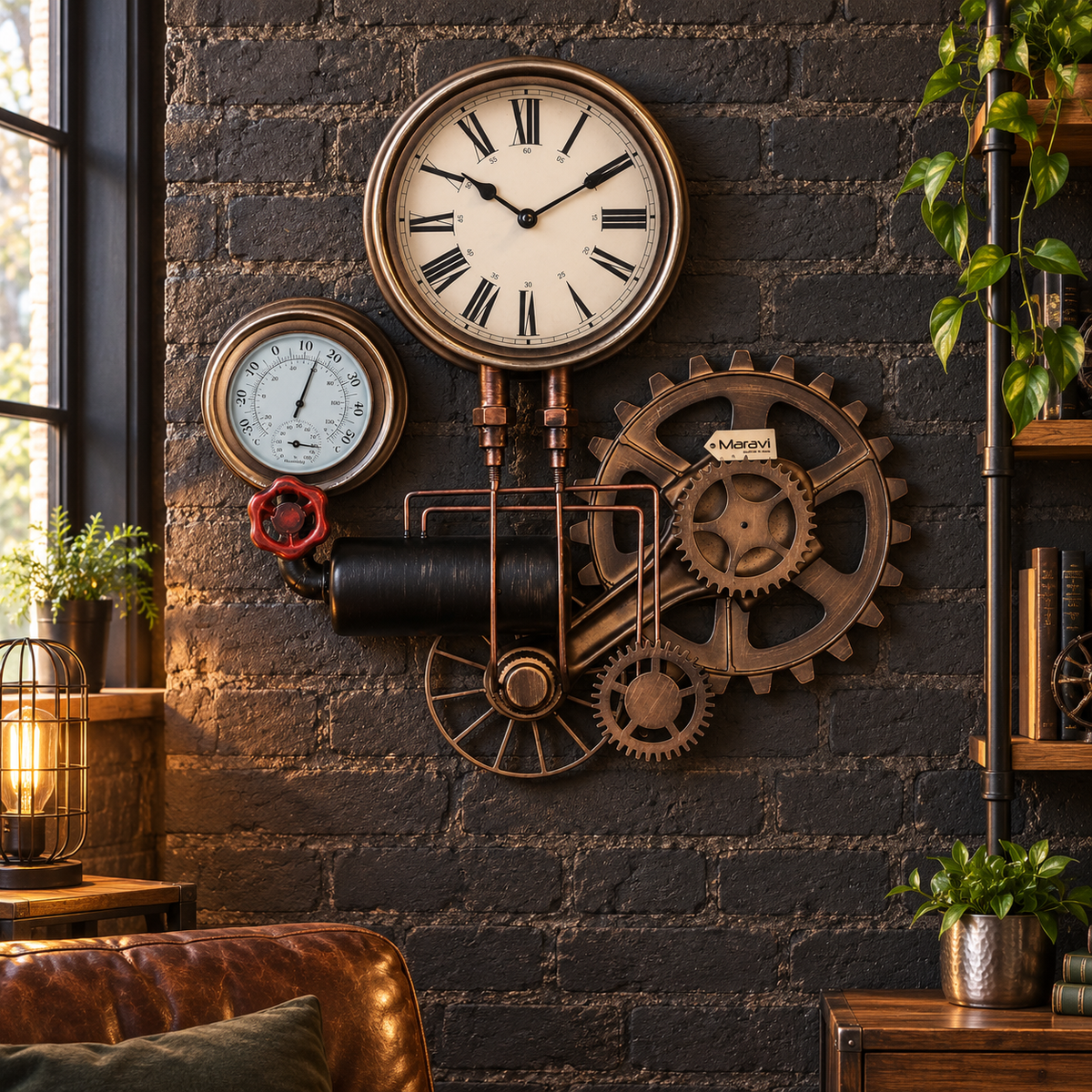 Navika Pipe Industrial Wall Clock - Lifestyle Image
