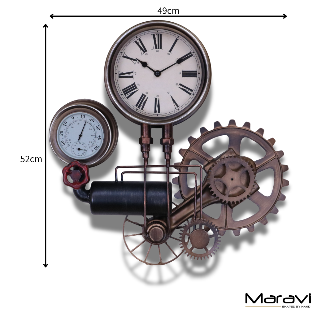 Navika Pipe Industrial Wall Clock - DImensions
