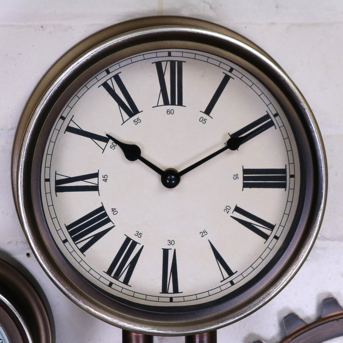 Navika Pipe Industrial Wall Clock - Closeup of Clock Face