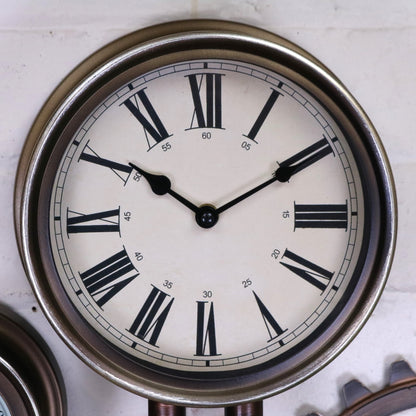 Navika Pipe Industrial Wall Clock - Closeup of Clock Face