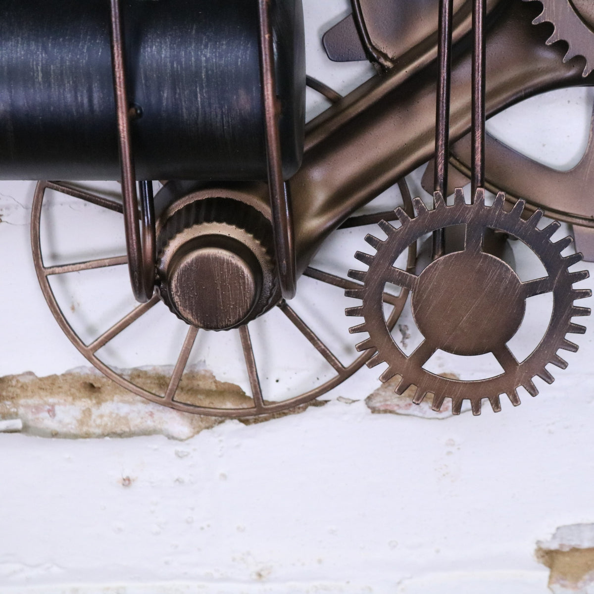 Navika Pipe Industrial Wall Clock - Closeup of Smaller Cogs