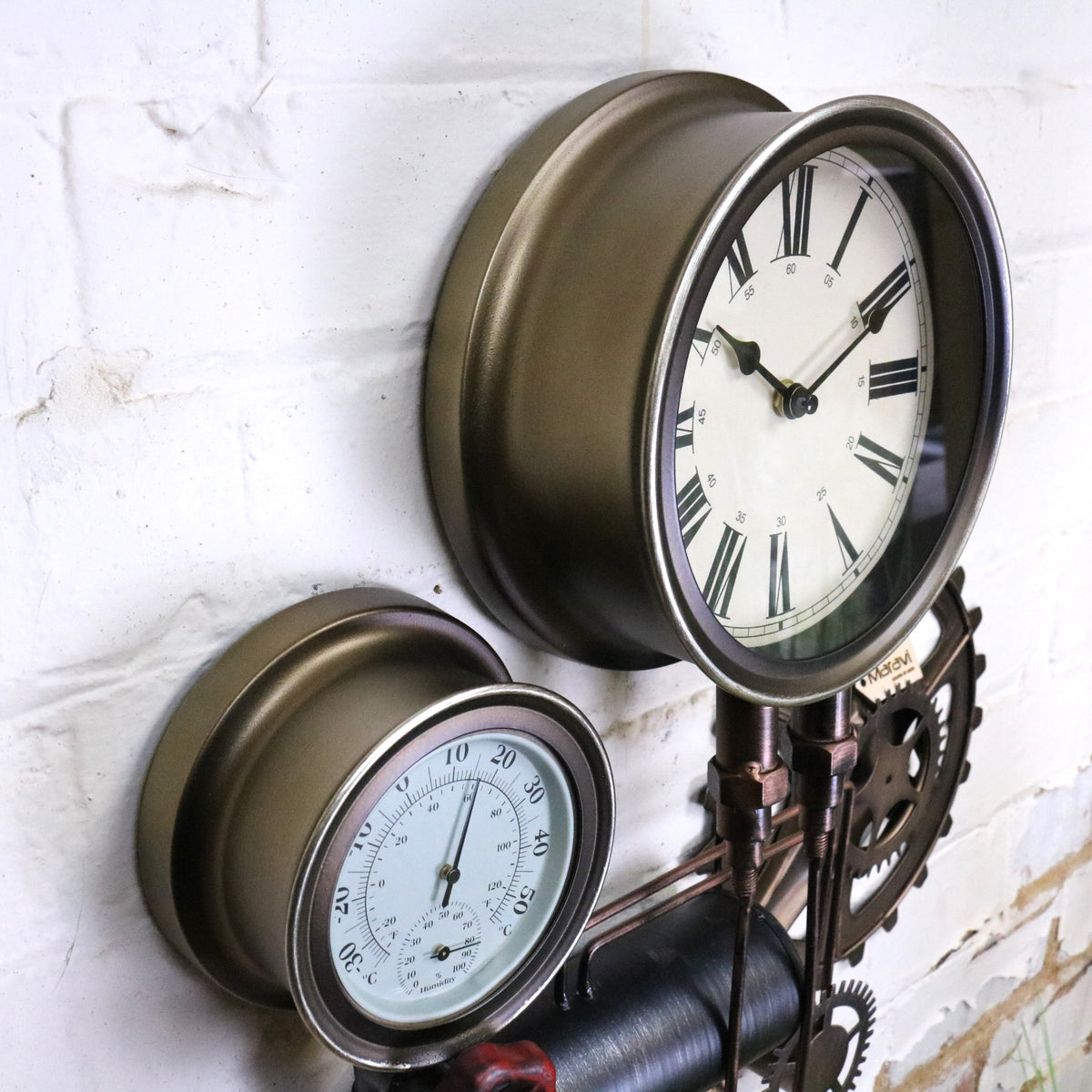 Navika Pipe Industrial Wall Clock - Side View