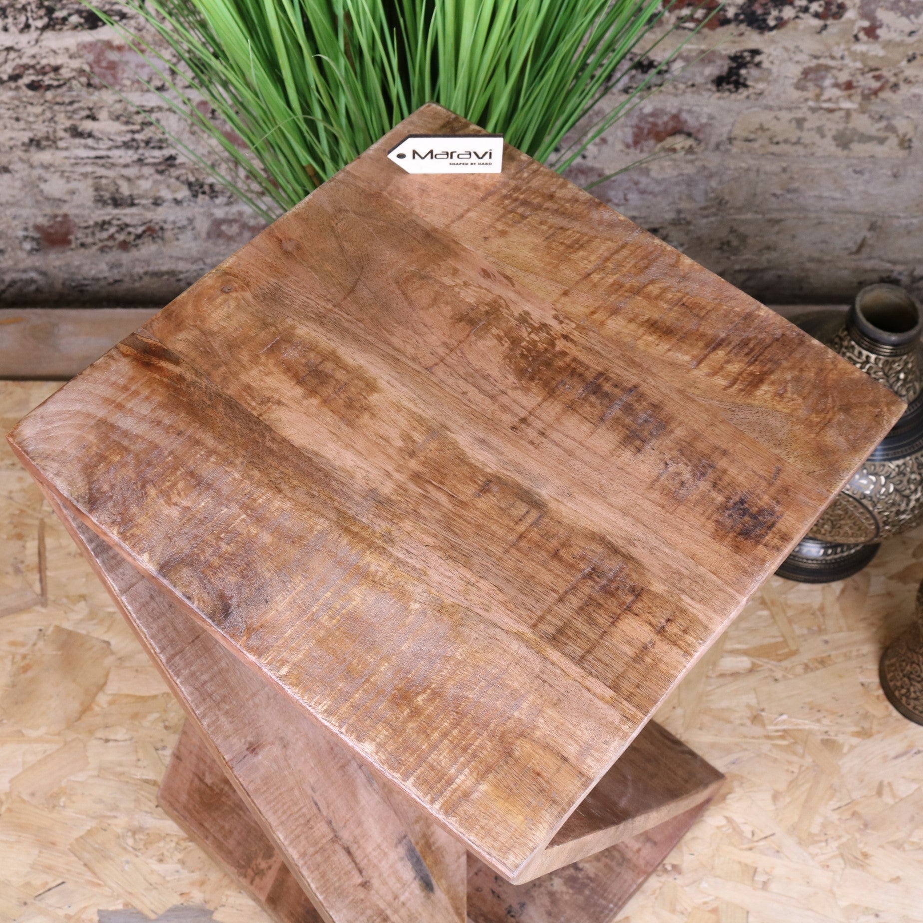 Nira Z-Shaped Side Table Mango Wood - Top View