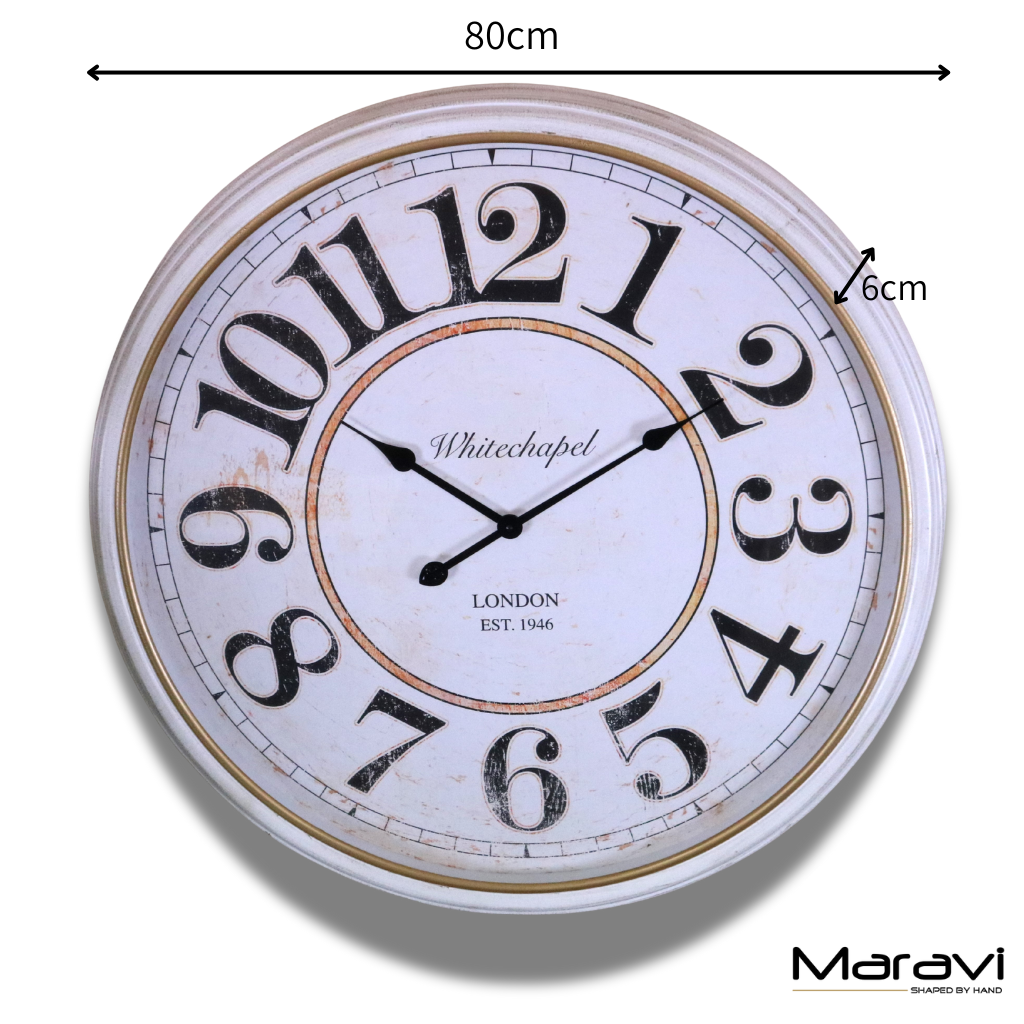 Nivara Antique Style Large Wall Clock 80cm - Dimensions