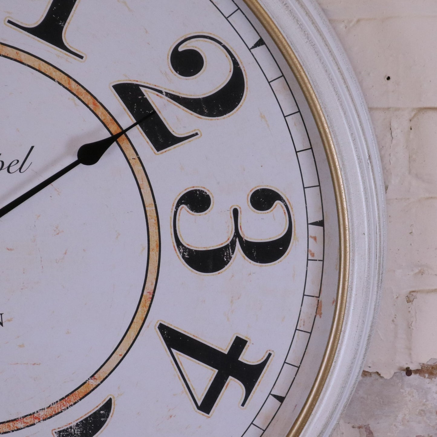 Nivara Antique Style Large Wall Clock 80cm - Closeup of Numbers