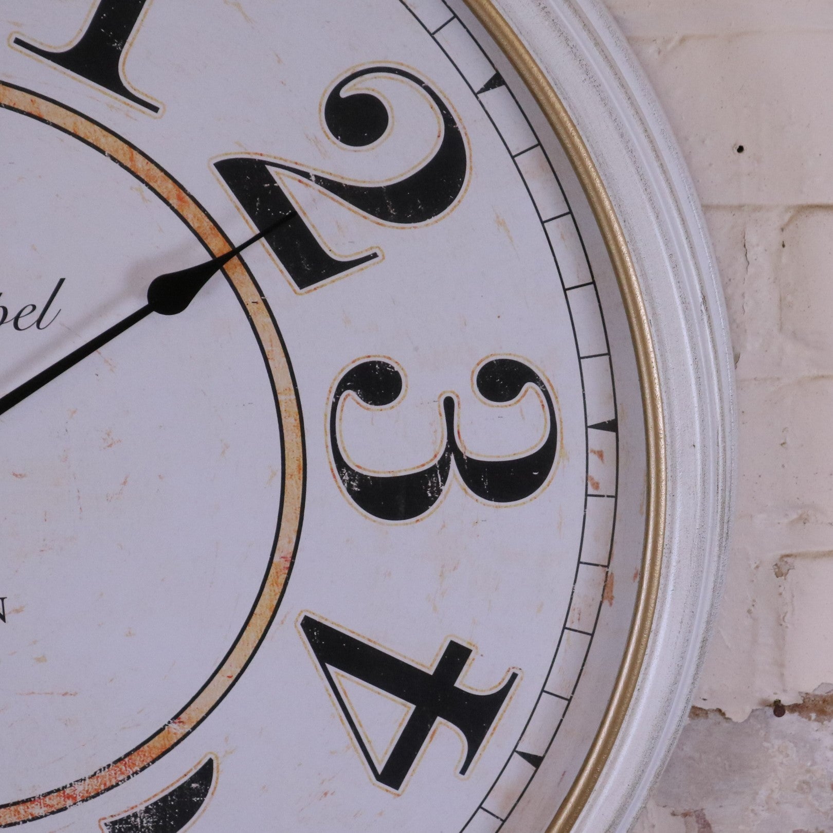 Nivara Antique Style Large Wall Clock 80cm - Closeup of Numbers