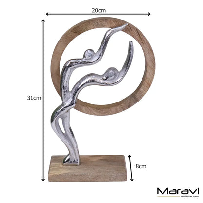 Noreli Couple Figurine Ornament Mango Wood and Metal - Dimensions