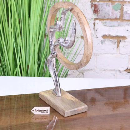 Noreli Couple Figurine Ornament Mango Wood and Metal - Side View