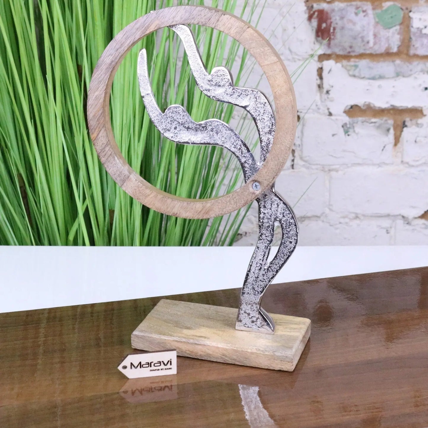 Noreli Couple Figurine Ornament Mango Wood and Metal - Rear View