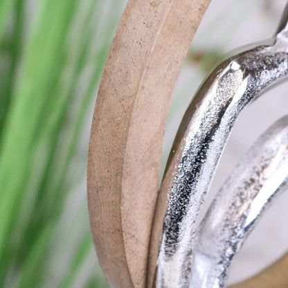 Noreli Couple Figurine Ornament Mango Wood and Metal - Closeup of Wood