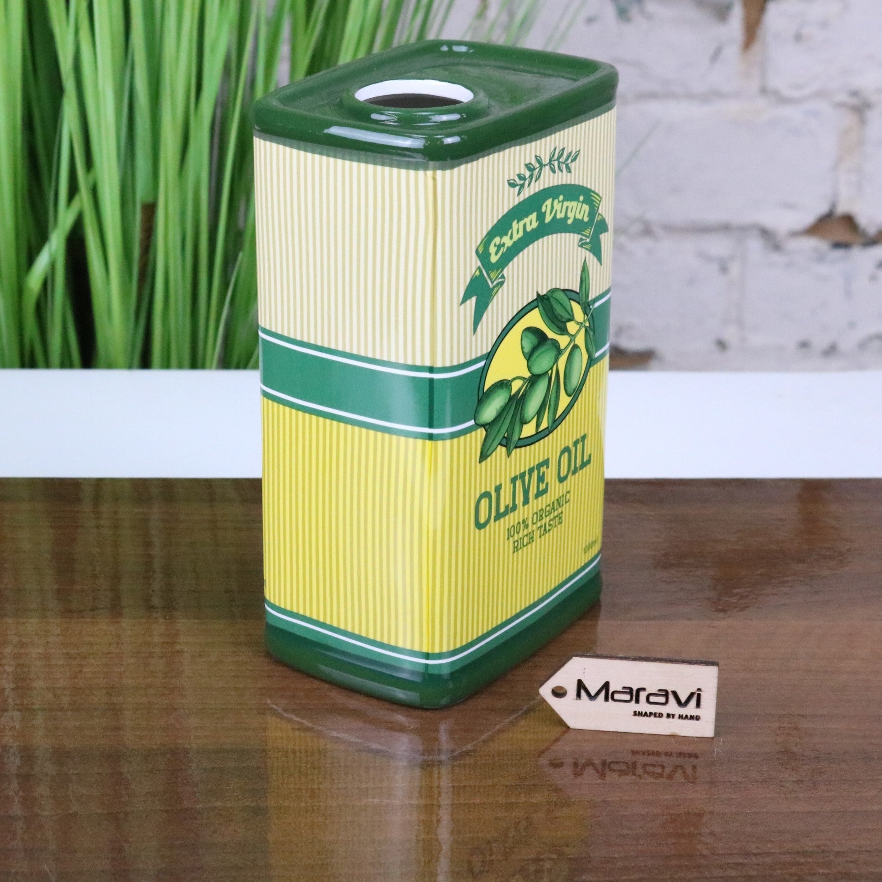 Norika Olive Oil Can Kitchen Vase - Side View
