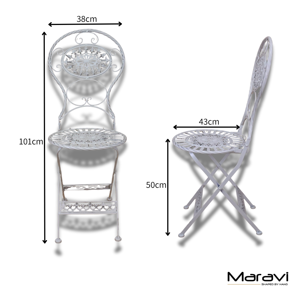 Odal 3 Piece Oval Garden Table and Chairs - Dimensions 2