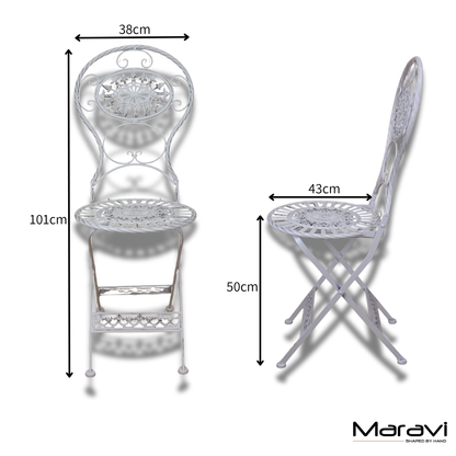 Odal 3 Piece Oval Garden Table and Chairs - Dimensions 2