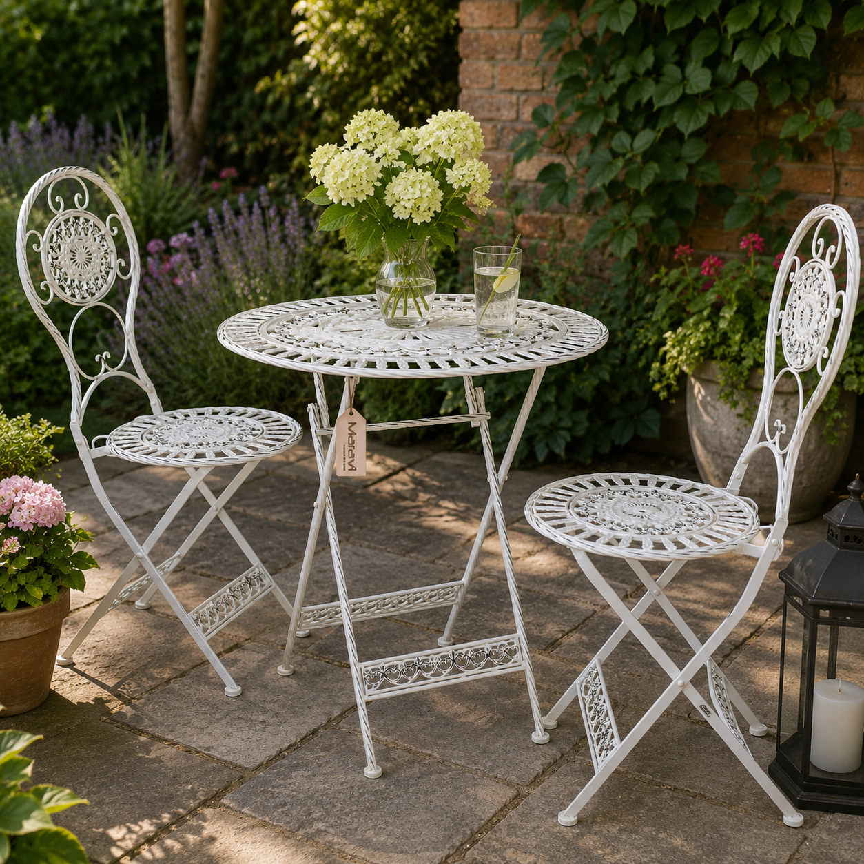 Odal 3 Piece Oval Garden Table and Chairs - Lifestyle Image
