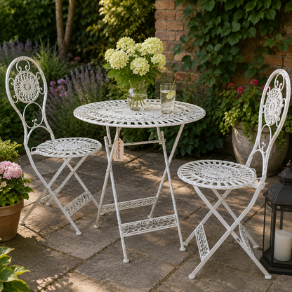 Odal 3 Piece Oval Garden Table and Chairs - Lifestyle Image