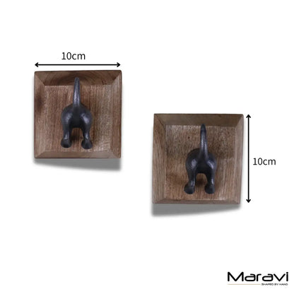 Odhari Dog Tail Hooks Set of 2 Silver Dimensions