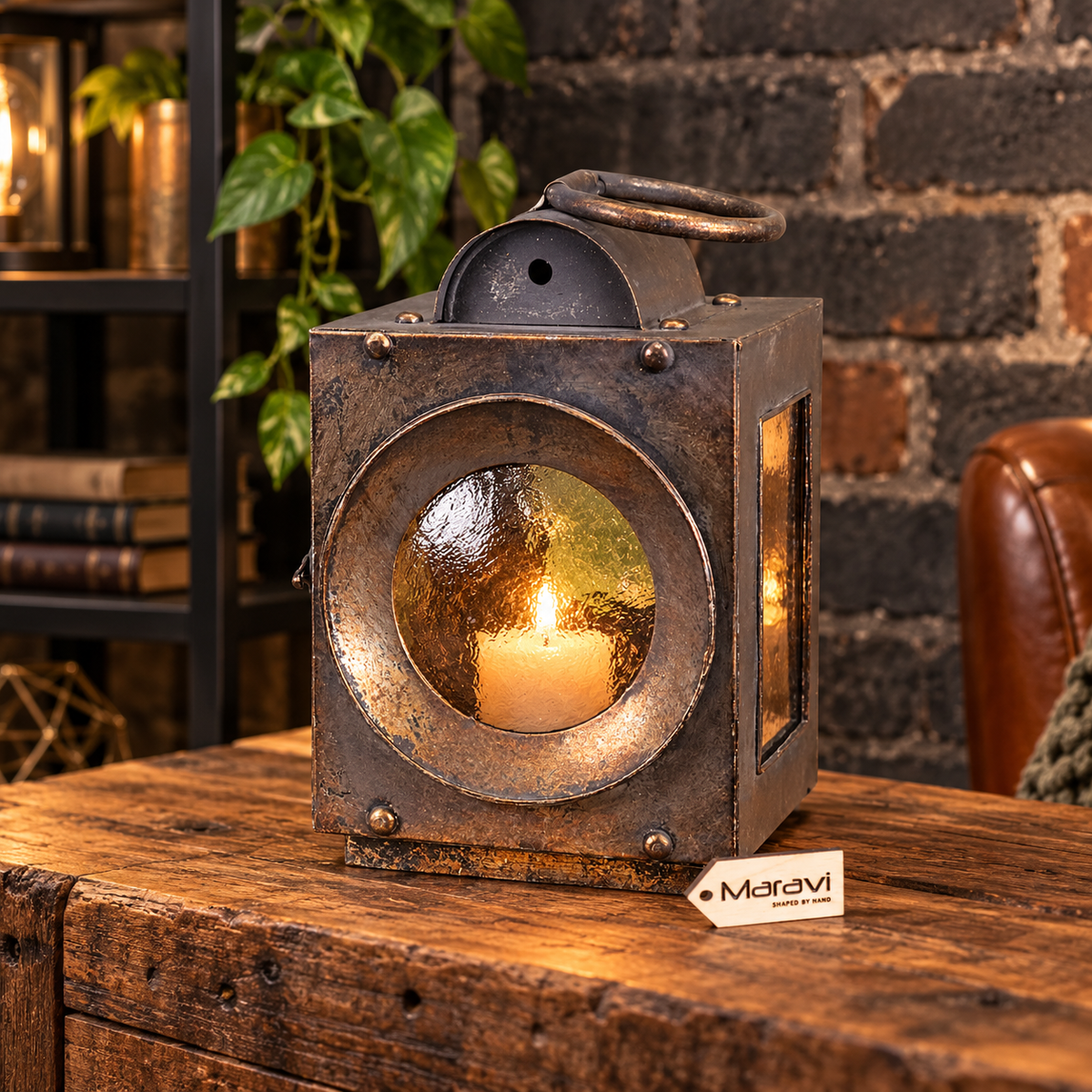 Ojasvi Industrial Style Candle Lantern - Lifestyle Image