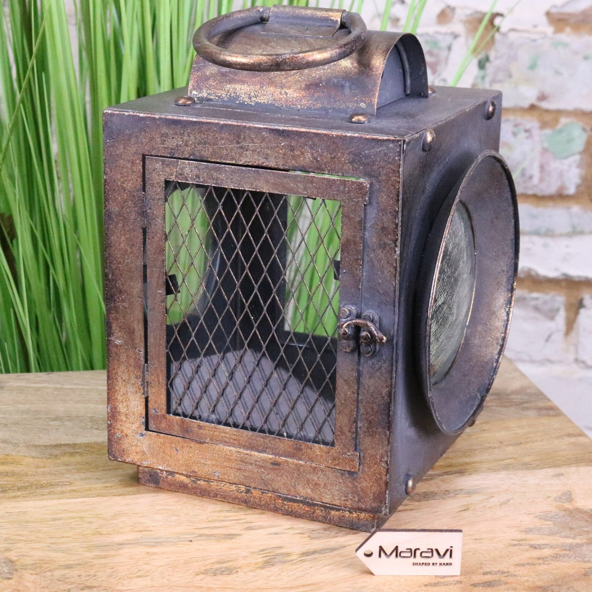 Ojasvi Industrial Style Candle Lantern - Side View 1