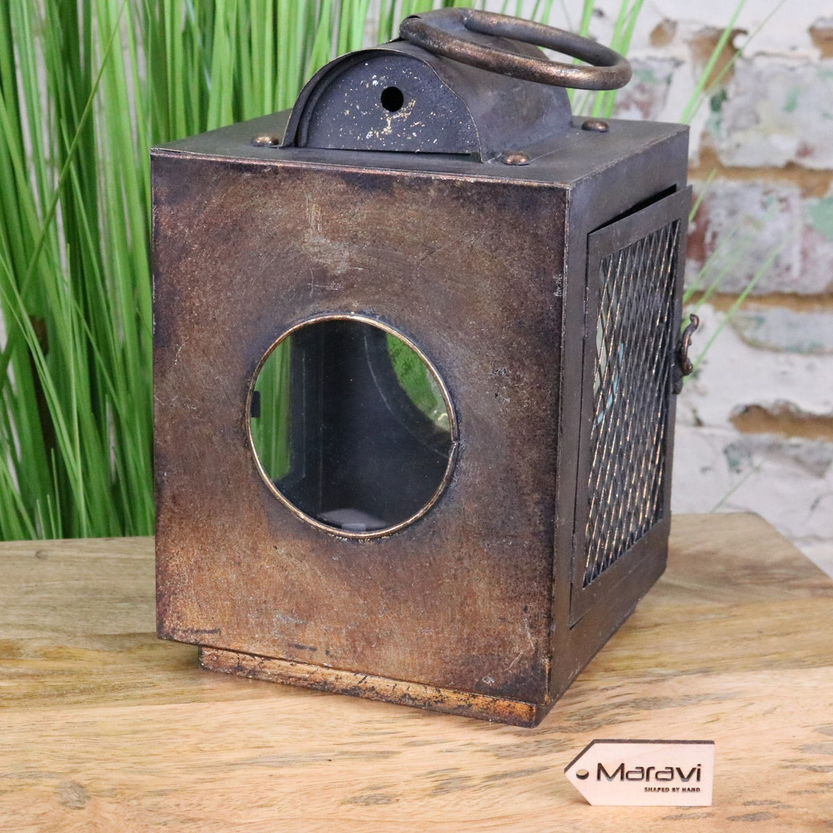 Ojasvi Industrial Style Candle Lantern - Side View 2