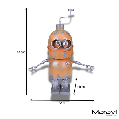 Orange Robot Ornament Springy Bobble Body - Dimensions