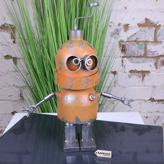 Orange Robot Ornament Springy Bobble Body - Main Image