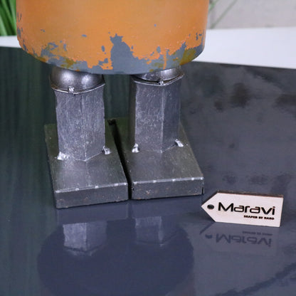 Orange Robot Ornament Springy Bobble Body - Closeup of Feet