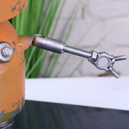 Orange Robot Ornament Springy Bobble Body - Closeup of Arm