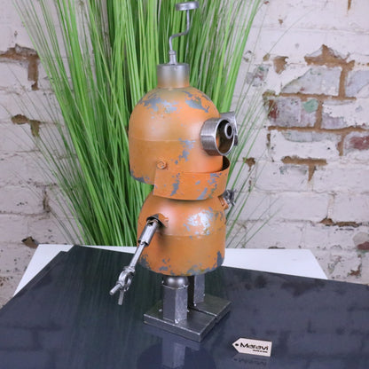 Orange Robot Ornament Springy Bobble Body - Side View